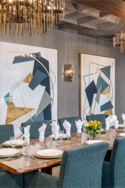Custom furniture installation at Belmont Village Westwood